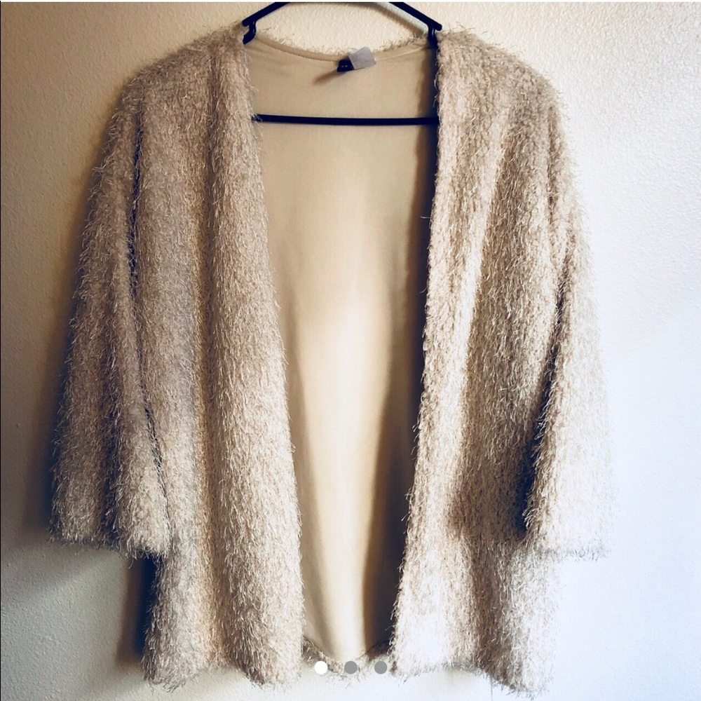 Cream faux fur cardigan